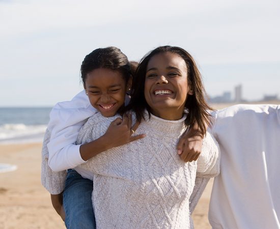 Family on beach